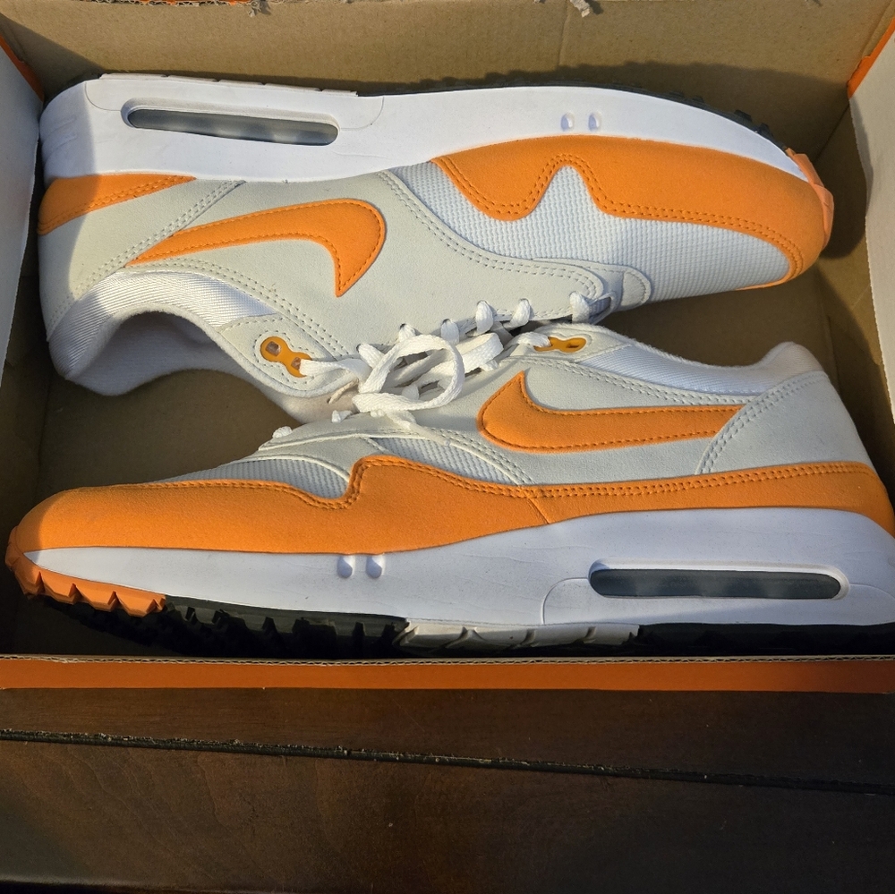 White and Orange Air Max/ Golf Sneakers
